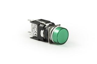 D Series Plastic with LED 12-30V AC/DC Round Green 16 mm Pilot